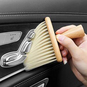 high density ultra soft detail brush automotive interior cleaning tool kit brush car detailing brush soft hair wooden brush deep cleaning keyboards laptop sofa dusting brush (b-1pc)