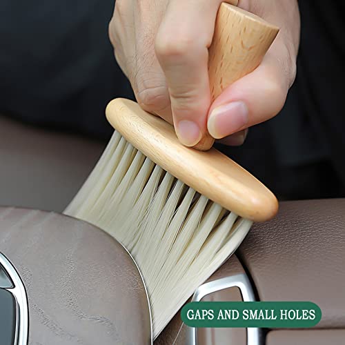 High Density Ultra Soft Detail Brush Automotive Interior Cleaning Tool Kit Brush Car Detailing Brush Soft Hair Wooden Brush Deep Cleaning Keyboards Laptop Sofa Dusting Brush (B-1PC)