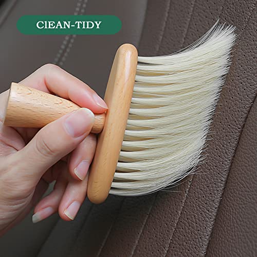 High Density Ultra Soft Detail Brush Automotive Interior Cleaning Tool Kit Brush Car Detailing Brush Soft Hair Wooden Brush Deep Cleaning Keyboards Laptop Sofa Dusting Brush (B-1PC)