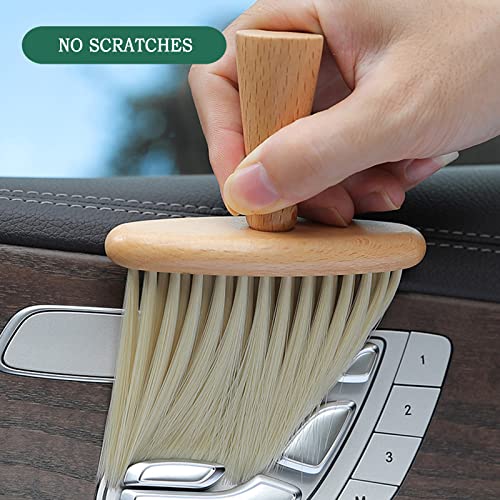 High Density Ultra Soft Detail Brush Automotive Interior Cleaning Tool Kit Brush Car Detailing Brush Soft Hair Wooden Brush Deep Cleaning Keyboards Laptop Sofa Dusting Brush (B-1PC)