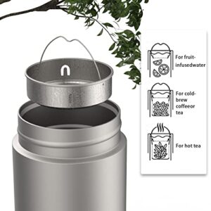 TIANDLIFE Water Bottle Titanium Insulated Thermos Double Wall Vacuum Cup w/Tea Strainer, Ultralight Leak Proof Rustproof Keeps Drinks Hot or Cold (17oz/ 480ml)