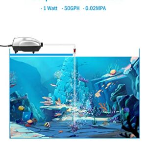 Aquarium Air Pump - AquaMiracle Fish Tank Bubbler Aerator, All-in-One Fish Tank Air Pump Kit, Quiet Small Aquarium Bubbler for 1-20 Gallon Aquariums