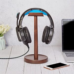 walnut wooden headphone stand, universal whole body solid wood headset holder, desk earphone stand compatible with most on-ear headphones (walnut wood)