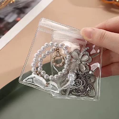 WEDDINGHELPER Jewelry Bags Small Self-Sealing Plastic Zip Clear Bags PVC Transparent Lock Bag for Storing Bracelets Rings Earrings Ziplock Pouch (150 Pcs)