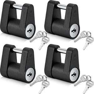 4 pack trailer hitch lock with keys dia 1/4 inch 3/4 inch span trailer tongue coupler locks trailer hitch lock for tow boat rv truck car coupler (black)