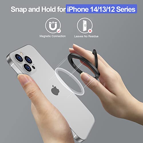 Magnetic Phone Ring Holder for The New iPhone 14/13 /12 Series or for MagSafe Case, Removable Magnetic Phone Grip, Adjustable Kickstand, Black
