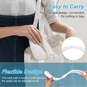 kissxiaoya Portable Bladeless Neck Fan, Hand Free Leafless Neckband Fan, Rechargeable Wearable Personal Fan with 3000 mAh Long-Lasting Battery, Adjustable 3 Speeds(White)