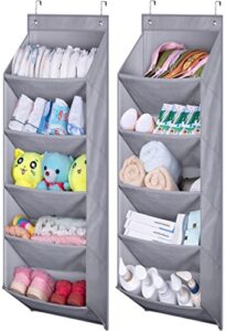misslo narrow over the door organizer with deep pocket - 2 pack behind the door storage organizer rack for baby diaper, shoe, closet, bathroom, bedroom, pantry, nursery, gray
