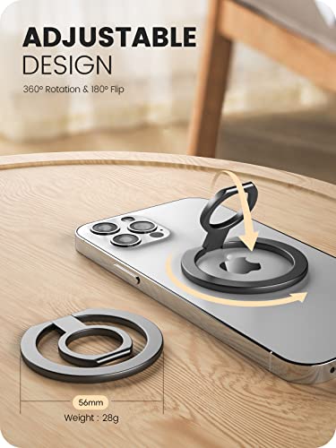 A-LuGei【Removable Wireless Charging】 MagSafe Ring, 【Foldable & Detachable】 Magnetic Cell Phone Ring Holder Finger Kickstand, 【14 Strong Magnets】 Phone Holder for Hand Mag Safe iPhone Ring Holder Grip