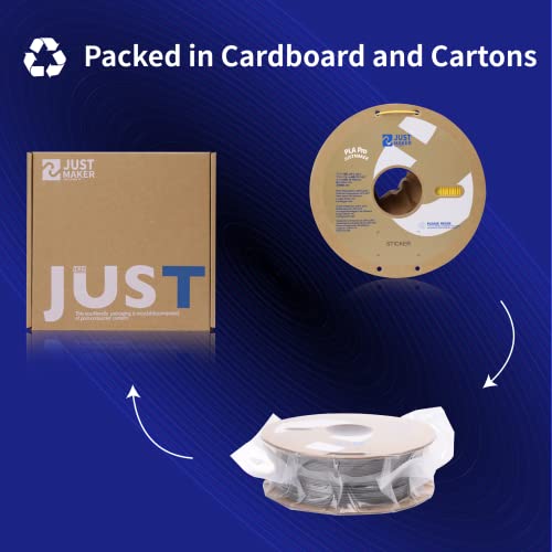 JUSTMAKER PLA Metallic Finish 3D Printer Filament, Metallic Shining Filament Without Paint, Dimensional Accuracy +/-0.03mm, 1.75mm, Upgrade Cardboard Spool,Fit Most FDM Printer, 1 kg, Space Gray