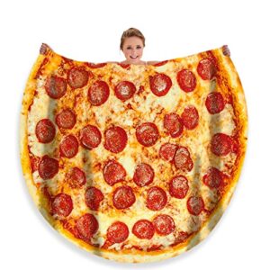 moonysweet Pizza Blanket for Adult and Kids Novelty Food Blanket Adult Size Funny Realistic Throw Blanket Fuzzy Fleece Blanket Flannel Gift for Teens Boys and Girls 60 inches