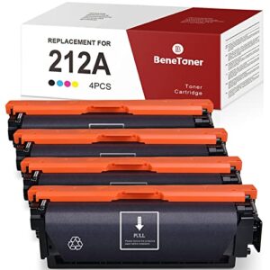 benetoner remanufactured toner cartridge replacement for hp w2120a 212a w2121a w2122a w2123a work with color laserjet enterprise m555dn m554dn m578dn m555x (black cyan magenta yellow 4 pack)