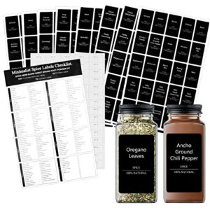 fyy kitchen labels, 275 spice jar labels,minimalist matte black sticker white text label +blank stickers,waterproof,tear resistant,write on,pantry labels,organization for jars bottles containers bins