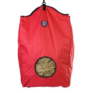 harrison howard premium durable horse hay bag slow feed hay bag waterproof large capacity horse tote - red