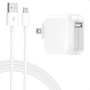 [apple mfi certified] ipad & iphone fast charger, linocell 12w usb smart power wall charger foldable portable plug with quick charging lightning cable for iphone 14/13/12/11, ipad air 3/2/1, ipad mini