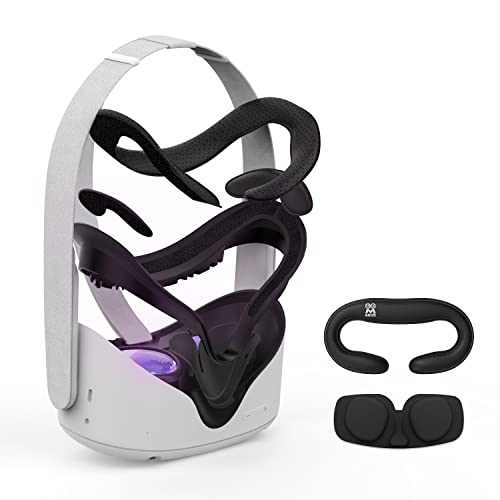 UPOK Facial Interface Bracket Face Cover for Oculus Quest 2 - Meta Accessories Eyes Vent Soft Cushion Foam Leather Skin Enhance Comfort with Lens Spacer Protector, Block Light (7-Pcs Set)