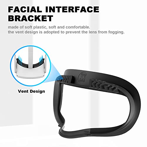 UPOK Facial Interface Bracket Face Cover for Oculus Quest 2 - Meta Accessories Eyes Vent Soft Cushion Foam Leather Skin Enhance Comfort with Lens Spacer Protector, Block Light (7-Pcs Set)