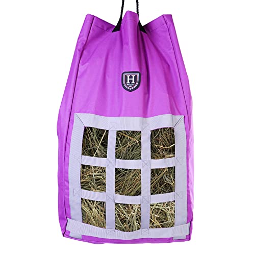 Harrison Howard Premium Durable Adjustable Horse Slow Feed Hay Bag Waterproof Large Capacity Purple