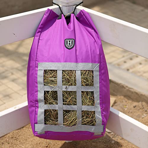 Harrison Howard Premium Durable Adjustable Horse Slow Feed Hay Bag Waterproof Large Capacity Purple
