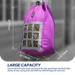 Harrison Howard Premium Durable Adjustable Horse Slow Feed Hay Bag Waterproof Large Capacity Purple