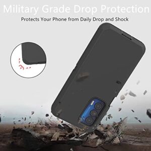 for Motorola Moto Edge 2021 Case, Moto Edge 5G UW Case, Heavy Duty Defender Case Dustproof Shockproof Protection 3 in 1 Rugged Phone Cover for Moto Edge 5G UW/Moto Edge 2021 (Black)