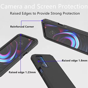 for Motorola Moto Edge 2021 Case, Moto Edge 5G UW Case, Heavy Duty Defender Case Dustproof Shockproof Protection 3 in 1 Rugged Phone Cover for Moto Edge 5G UW/Moto Edge 2021 (Black)