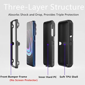 for Motorola Moto Edge 2021 Case, Moto Edge 5G UW Case, Heavy Duty Defender Case Dustproof Shockproof Protection 3 in 1 Rugged Phone Cover for Moto Edge 5G UW/Moto Edge 2021 (Black)