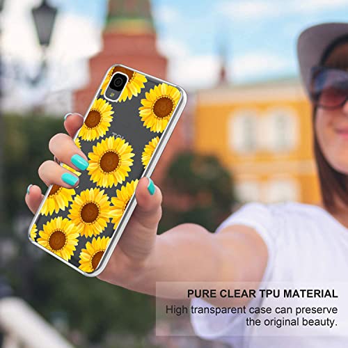 HAIJ (3 Pack) for TCL 30Z Case, Shock-Absorption Anti-Scratch Crystal Clear Soft TPU Bumper Protective Phone Case Cover for Alcatel TCL 30Z 30 Z 4G LTE T602DL, White Flower, Sun Flower, Purple Flower