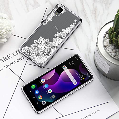 HAIJ (3 Pack) for TCL 30Z Case, Shock-Absorption Anti-Scratch Crystal Clear Soft TPU Bumper Protective Phone Case Cover for Alcatel TCL 30Z 30 Z 4G LTE T602DL, White Flower, Sun Flower, Purple Flower