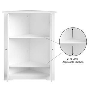 Lavish Home 3-Shelf Corner Cabinet – Storage Cupboard with Stylish Shutter Doors and Adjustable Shelves for Kitchen or Bathroom Furniture (White), Small