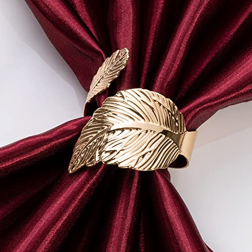 Gold Leaf Napkin Rings Set of 8, Metal Material