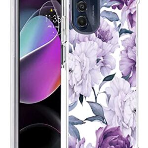 FollmeAir for Moto G 5G 2022 Case (NOT for Moto G 5G 2021) Slim Flexible TPU for Girls Women Airbag Bumper Shock Absorption Rubber Soft Silicone Cover Fit for Motorola Moto G 5G 2022 (Purple Flower)