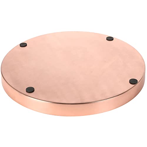 MyGift Modern 11-inch Copper Plated Metal Round Serving Platter Tray, Decorative Coffee Table Tray - Handcrafted in India