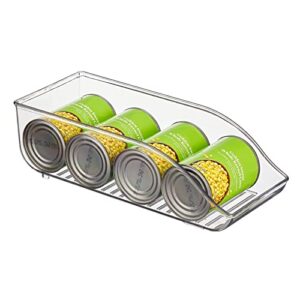 mDesign Long Plastic Soup Can Dispenser Storage Organizer Container Bin for Kitchen Pantry, Countertop, Cabinet, Refrigerator, Freezer, Hold Canned Food, Soda, Water, Ligne Collection, 2 Pack - Clear