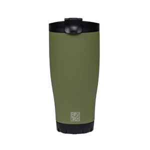 brutrek adventure tumbler 3.0 - stainless steel coffee and tea mug with leak proof lid, stays hot or cold for hours, no-slip texture, 16 fl.oz cup (moss green)