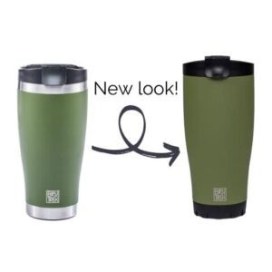 BruTrek Adventure Tumbler 3.0 - Stainless Steel Coffee and Tea Mug with Leak Proof Lid, Stays Hot or Cold For Hours, No-Slip Texture, 16 fl.oz Cup (Moss Green)