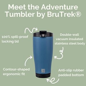 BruTrek Adventure Tumbler 3.0 - Stainless Steel Coffee and Tea Mug with Leak Proof Lid, Stays Hot or Cold For Hours, No-Slip Texture, 16 fl.oz Cup (Moss Green)