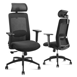 muigels ergonomic office chair - high back computer desk chair with adjustable lumbar headrest arms support and tilt function, comfy rolling swivel task chair for home conference room office bedroom
