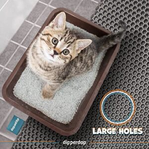 dipperdap Cat Litter Trapping Mat with Handles - Water Proof Material for Easy Cleaning - Dual Layer Honeycomb Design (24 x 30 in, Black)