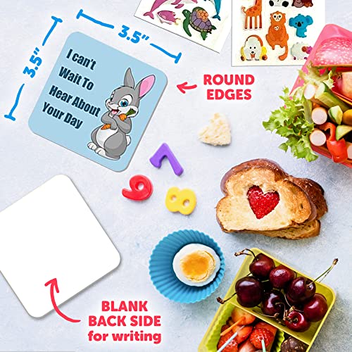 100 (50 Designs) Lunch Box Notes for Kids, Writable Children School Lunch Box Notes for Girls & Boys , Lunch Notes for Kids , Lunch Box Notes for Kids with 2 Complimentary Sticker Sheets