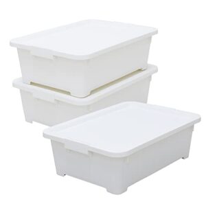 astage | rolling storage tub, storage tote, plastic box, lidded box 19qt - 3pack (white)