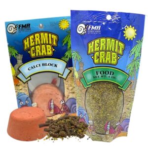 hermit crab food and calcium block set, all in one natural supplies and habitat necessities for pet crabs, 2 pack, 4 ounces