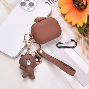 Cute AirPod Pro Case with Bear Keychain Classic Matte Soft Silicone Protective Cover for Women and Girls Compatible with AirPods Pro Case