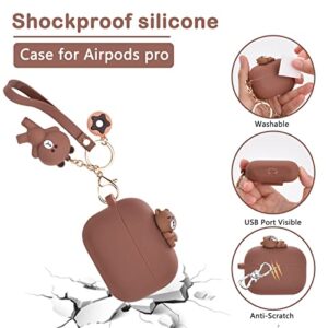 Cute AirPod Pro Case with Bear Keychain Classic Matte Soft Silicone Protective Cover for Women and Girls Compatible with AirPods Pro Case