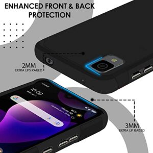 TJS for Alcatel TCL 30 Z T602DL Case, TCL 30 LE Case, with Tempered Glass Screen Protector, Dual Layer Hybrid Shockproof Drop Protection Impact Phone Case Cover for TCL 30Z / TCL 30LE (Black)