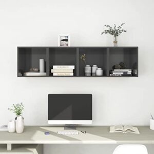 dimorture floating shelves square cube storage shelves set of 4, easy-to-install wall mounted display shelves tv cabinet for bedrooms and living rooms, high gloss grey