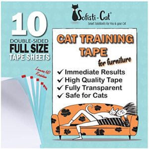 sofisti - cat scratch deterrent tape for furniture – 10 double sided anti scratching sticky tape - cat scratch furniture protector – cat training tape teaches your kitty not to scratch your couch