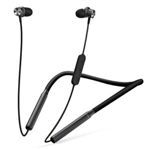 tangmai neckband bluetooth 5.0 headphones wireless earbuds with microphone, deep bass stereo with 10mm driver, 24h playtime, portable magnetic, clear calls, lightweight comfortable in-ear fit -black