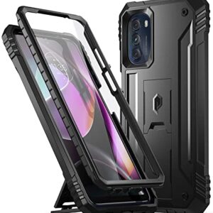 Poetic Revolution Case for Motorola Moto G 5g 6.5" (2022), [6FT Mil-Grade Drop Tested], Full-Body Rugged Dual-Layer Shockproof Protective Cover with Kickstand and Built-in-Screen Protector, Black