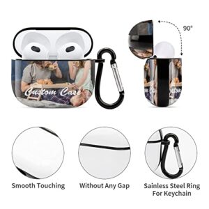 Personalized Name Photo Headphone Cover Compatible with AirPod 3rd, with Keychain, Personalized Gift for Boys Girls Kids Women Men, Shock Absorption Hard Opaque